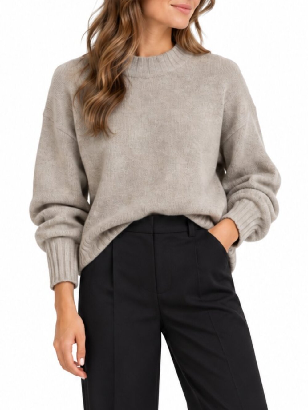 Gap CashSoft Relaxed Crewneck Sweater Beige Soft Knit Size M